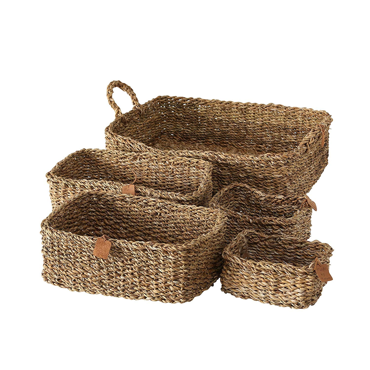 Made by Nature Rectangular Rustic Chunky Weave Seagrass Nesting Baskets