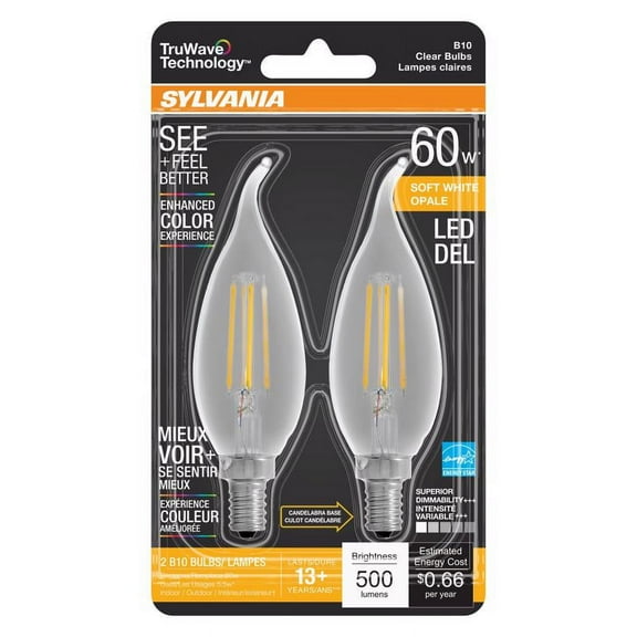 Sylvania 40757 Natural B10 LED Light Bulbs, 5.5 Watts