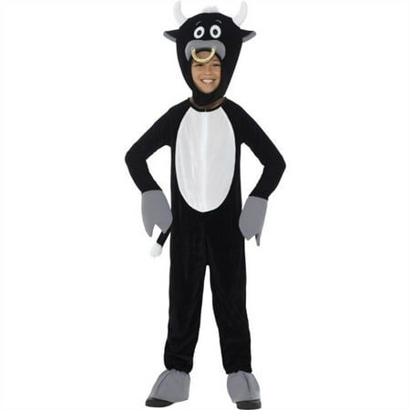 Kids Deluxe Bull Black Jumpsuit Headpiece Child Zip Up Halloween