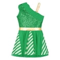 thumbnail image 4 of TiaoBug Kids Girls Sparkle Candy Cane Dance Figure Skating Dress Christmas Party Costume Green 14, 4 of 5