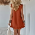 thumbnail image 6 of Kukoosong Women's Ruffle Sleeveless Shirt Mini Dress, Collar Button Down Tank Dress with Pocket, Solid Color Casual Summer Ruffle Hem Short Dress, 6 of 7
