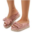 thumbnail image 2 of KBODIU Women's Comfort Slides Thick Soled Sandals Bow Fish Mouth Slippers Pink 35, 2 of 4
