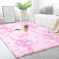 thumbnail image 4 of YJ.GWL Soft Fluffy Area Rugs Tie-Dye Shaggy Rug Colorful Plush Carpet for Bedroom Living Room Kids Home Decor Fuzzy Carpets,4'x6',Pink, 4 of 7