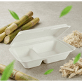 thumbnail image 4 of 9'' x 6'' x 3'' Sugar Cane Fibre Clamshell 2 Compartments ( White ) 100% Compostable 200/Pack, 4 of 4
