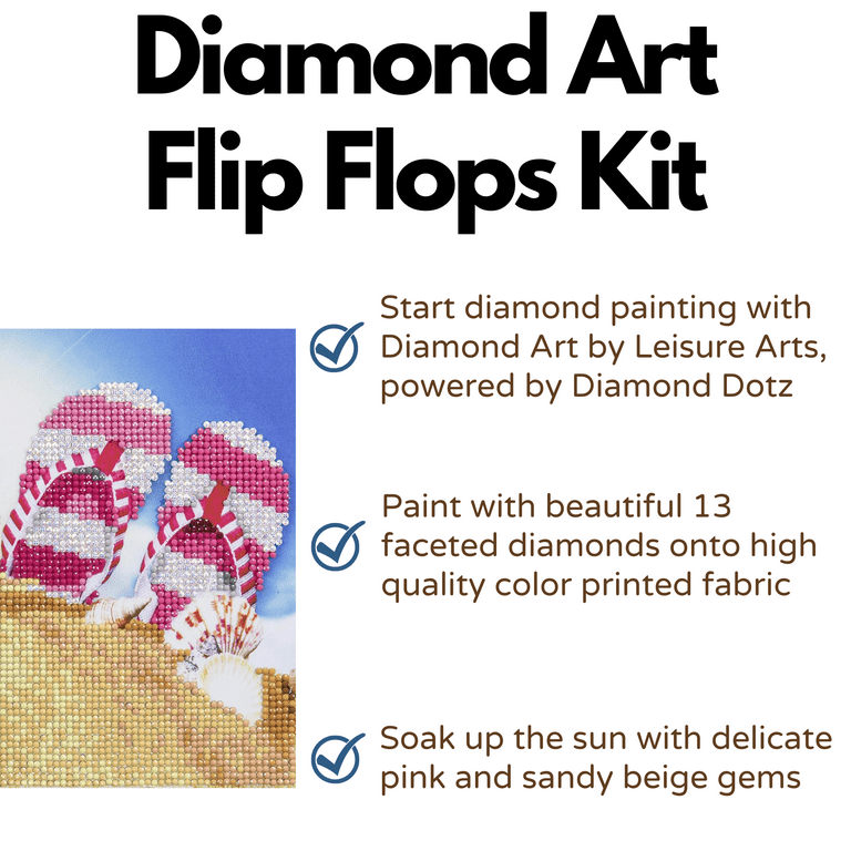 Leisure Arts 50447 8 x 8 in. Diamond Art Beginner Kit Flip Flops