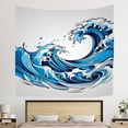thumbnail image 4 of Boho Washable Wall Hanging Tapestry for Bedroom Office Dorm Home College Deco - Decorative Ocean Simple Lines Aesthetic Tapestry 51x59 Inches Japanese Waves Wall Hanging Tapestry, 4 of 5