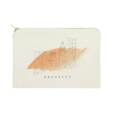 Brooklyn Cityscape Cotton Canvas Cosmetic Bag