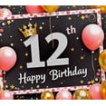 thumbnail image 3 of Sparkly 12th Birthday Backdrop Banner with Crown Balloons and Stars Party Supplies Photography Props Birthday Decoration Happy Birthday Decor Background for Photo Booth Party Decorations, 3 of 7