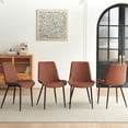 thumbnail image 6 of NORDICANA 37" Round Dining Table Set, Mid Century Modern Round Dining Table for 4 Person, Coffee Table for Kitchen Dining Room, Office, Save Space (1 Table with 4 Brown Chairs), 6 of 10