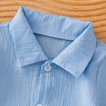thumbnail image 3 of Faraee Toddler Baby Boys Clothes Summer Outfits Polo Shirt Shorts Set 6 12 18 24 Months 2t 3t 4t Cotton Linen Infant Clothing Blue,6-12 Months, 3 of 5