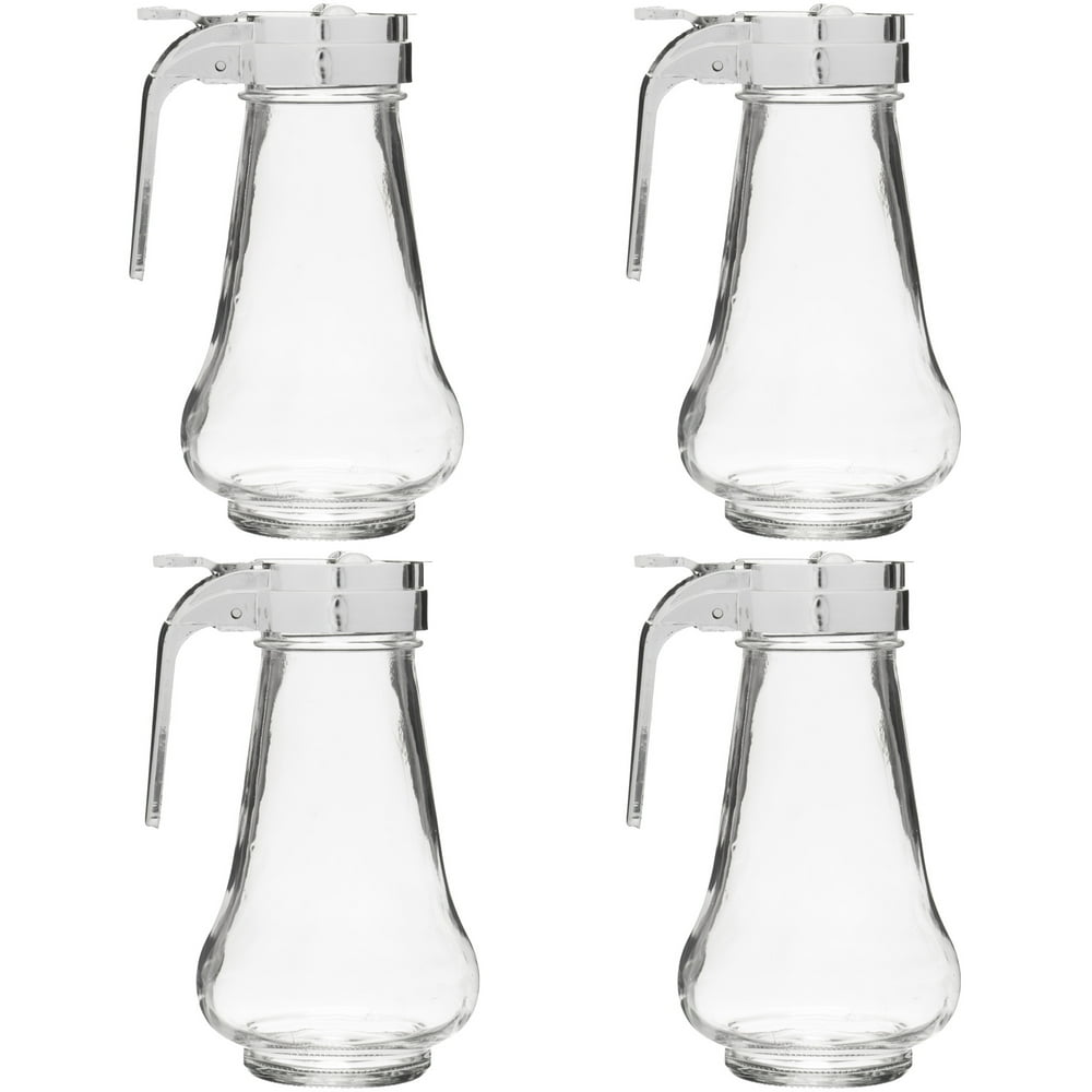Syrup Dispensers 4pack, 14oz (420mL) Glass Bottle NoDrip Pourers
