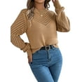 thumbnail image 3 of Women'S Crochet Sweaters Crew Neck Long Sleeve Cute Hollow Out Cotton Pullover Knit Tops Khaki S, 3 of 9