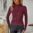 thumbnail image 5 of Wlynlyn Womens Long Sleeve Tops Turtleneck Thermal Underwear Tops Ribbed Knit Basic Slim Lightweight Fall Fashion Top, 5 of 7