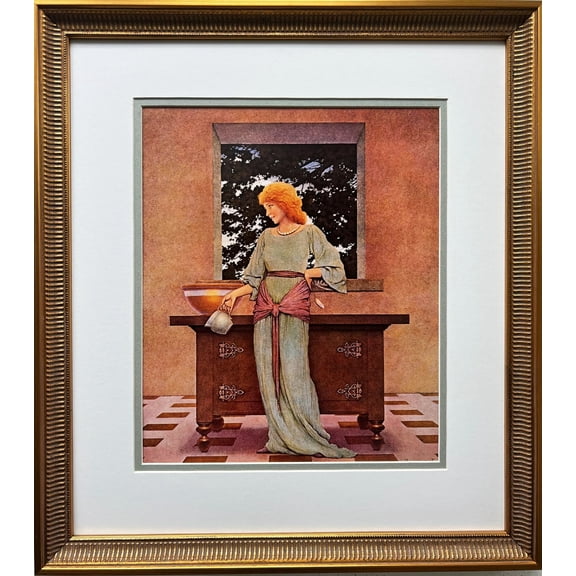 Maxfield Parrish "Lass with Pitcher" CUSTOM FRAMED Art Print Generic