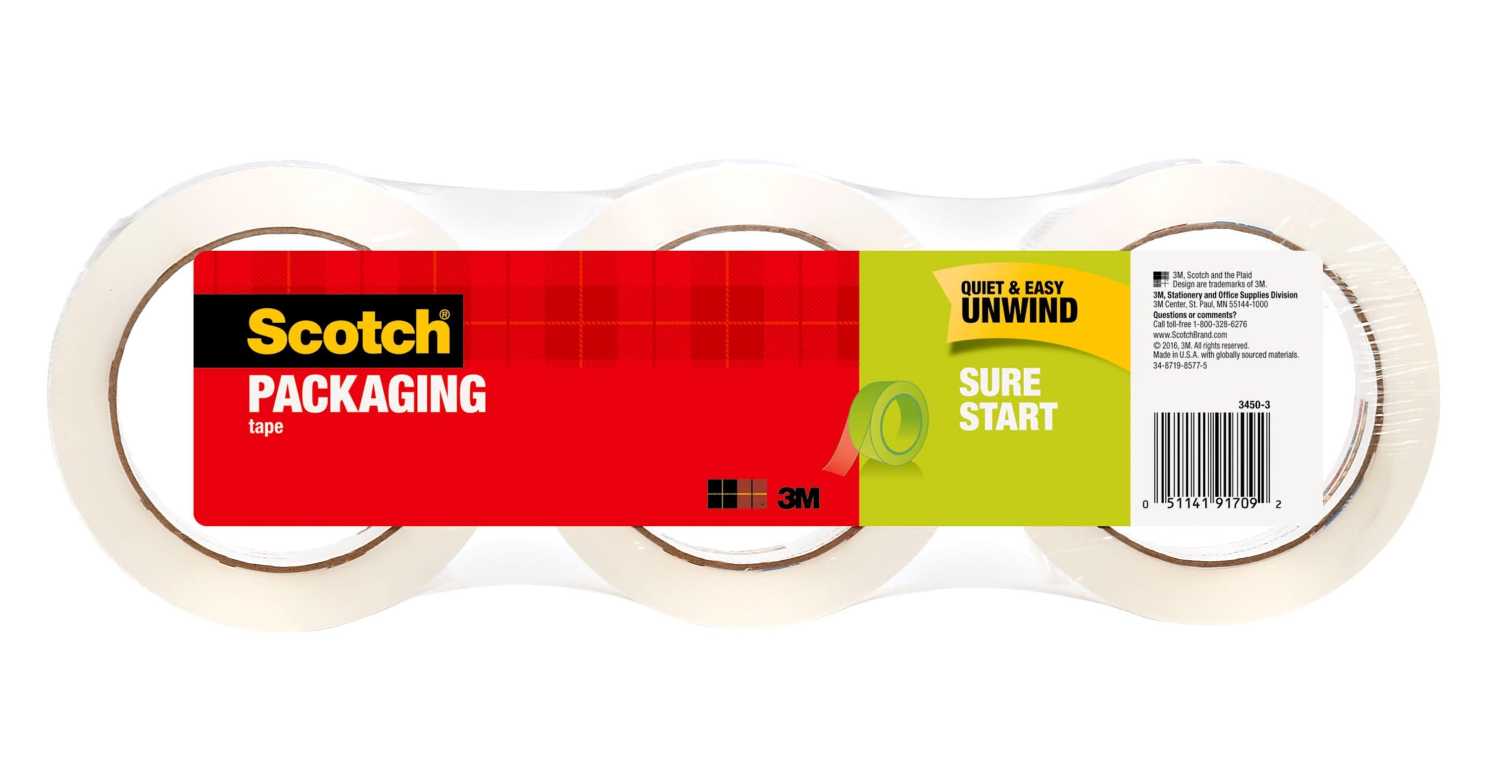 8 Rolls//Pack- .1 Item Scotch Sure Start Shipping Packaging Tape Clear x 54.6 yds 1.88 in
