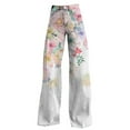 thumbnail image 4 of Flmaly jeans for women stretch denim Wide Leg Pants Woman High Waist Floral Patterned Pants Lightweight Loose Fit Casual Colorful Trouser Imitation Jeans Stretchy Wide Leg Straight, 4 of 4