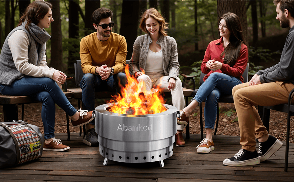 Smokeless Fire Pit for Outdoor - 19.5" Portable Stainless Steel Fire Pit with Foldable Design & Carry Bag Adjustable Height for Camping, Backyard, BBQ, Bonfires.