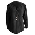 thumbnail image 5 of VNKIDY Women Shirts Summer Solid Color Lightweight Loose Fit Blouse Long Sleeve V Neck Shirt With Button Details For Everyday Wear Stylish Tops, 5 of 5