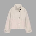 thumbnail image 2 of Kezqiaxn Women's Coats Fashion Long Sleeve Button Stand Collar Winter Loose Casual Jacket Lounge Outwear Cute Clothes Beige L, 2 of 6
