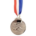 thumbnail image 3 of Medalla Ganadores Natación Metal 5 Cm para Competiciones Carreras Fiestas (Plata), 3 of 4