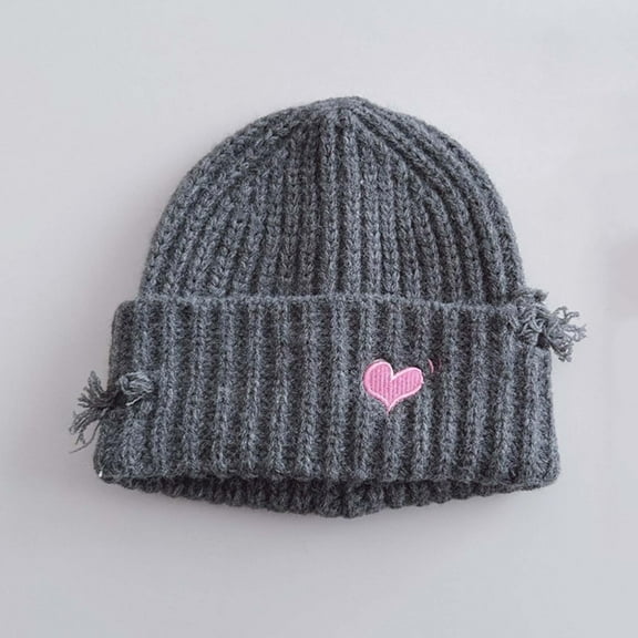 QQAMB Boys Girls Bow Beanie Hat Winter Warm Knit Hats Cute Embroidery Bowknot Caps Streetwear