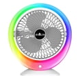 thumbnail image 1 of USB Charging Colorful LED Desk Fan with Gradient Ambient Light 3-Speed Wind Power 1200mAh Battery Wide-Angle Air Supply Single Click Wind Adjustment Long Press to Turn on Colorful Light, 1 of 5