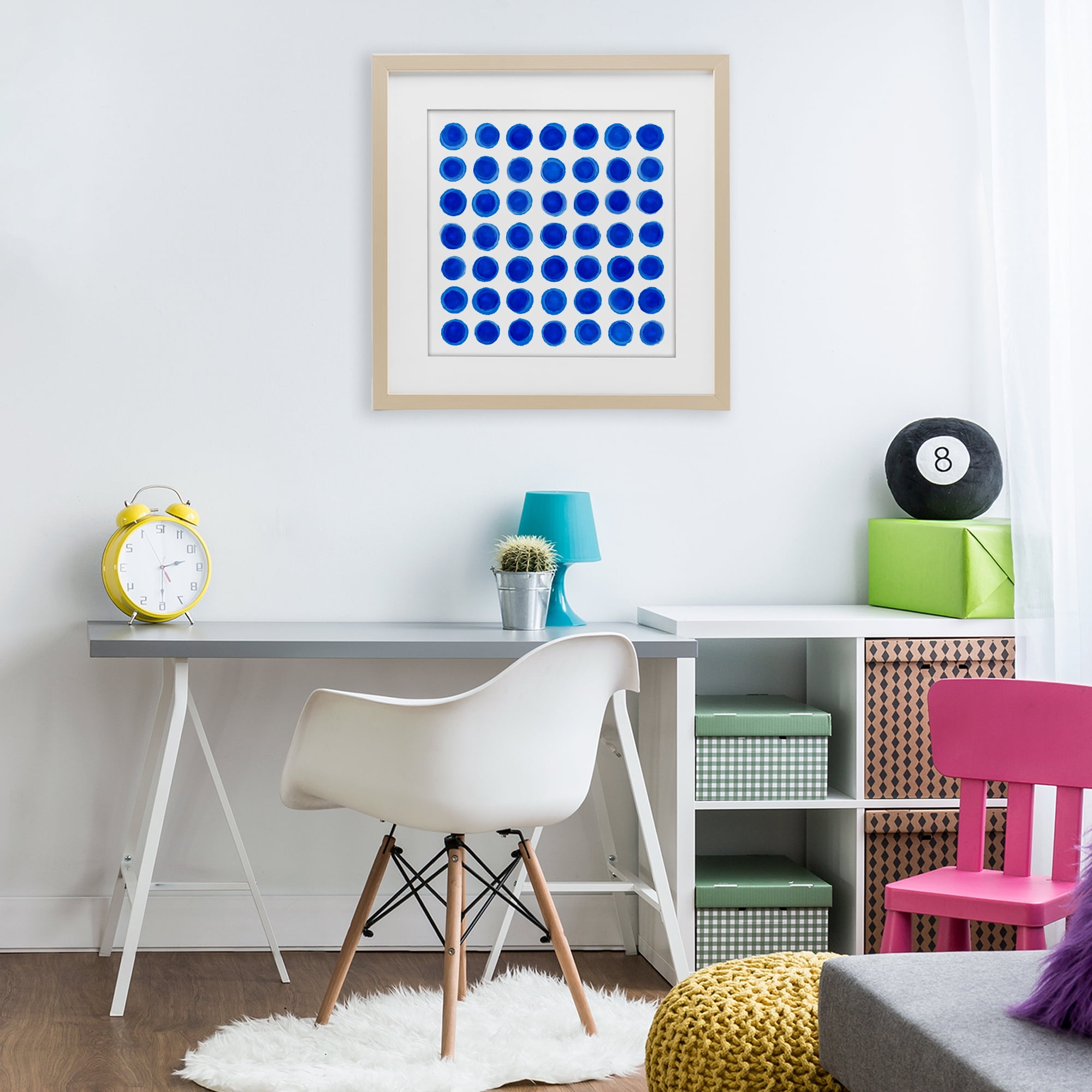 Stupell Industries Blue Dots Uniform Pattern Birch Framed Print Under Glass, design by Martina Pavlova