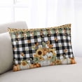 thumbnail image 2 of Orange Pumpkins Fall Throw Pillow Cover 20 x 36 Inch Decorative Pillow Cover Sunflower Thanksgiving Black White Plaid Lumbar Pillowcase Seasonal Rectangle Cushion Case for Couch Sofa Bed Living Room, 2 of 7