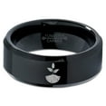 thumbnail image 2 of Tungsten Growing Planting Nature Plant Band Ring 8mm Men Women Comfort Fit Black Beveled Edge Polished, 2 of 4