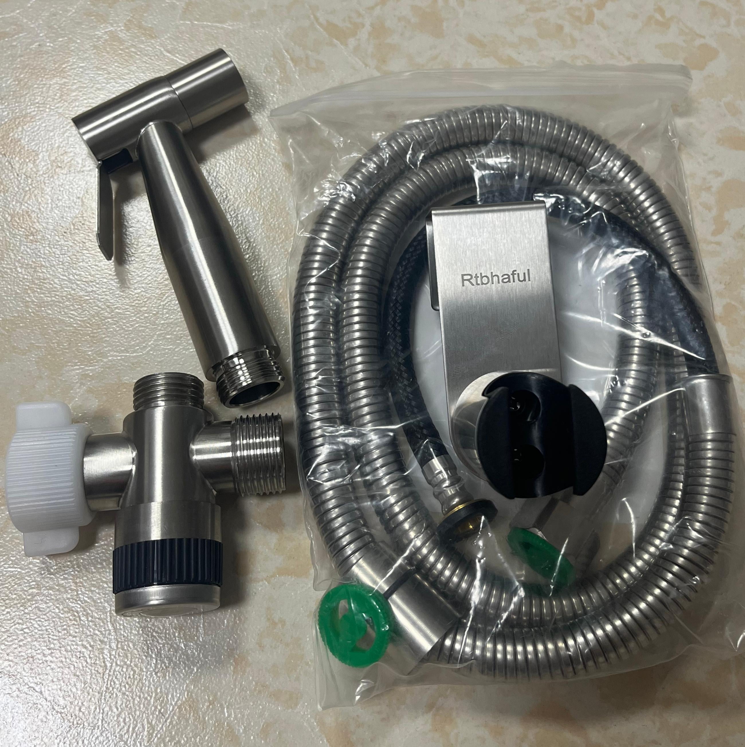 Rtbhaful Handheld Bidet Attachment for Toilet, Stainless Steel Brushed Nickel Rtbhaful Bidet Sprayer for Toilet-Adjustable Water Pressure Control with Bidet Hose for Feminine Wash