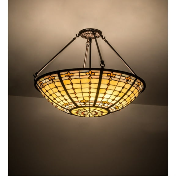 Meyda Tiffany 187967 Fleur-De-Lite 3 Light 24" Wide Semi-Flush Bowl Ceiling Fixture -