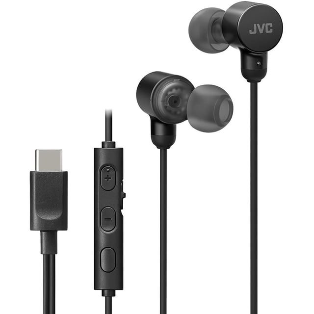 JVC - Écouteurs Intra-Auriculaires Filaires, USB-C, Haute Résolution, Microphone Intégré, Noir
