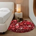 thumbnail image 3 of Happy Valentine's Day Washable Round Area Rug 4 ft, Simple Red Pink Love Heart Red Background, Soft Non Slip Rugs Stain Repellent Indoor Felt Carpet for Living Dining Room Bedroom Home Office, 3 of 9