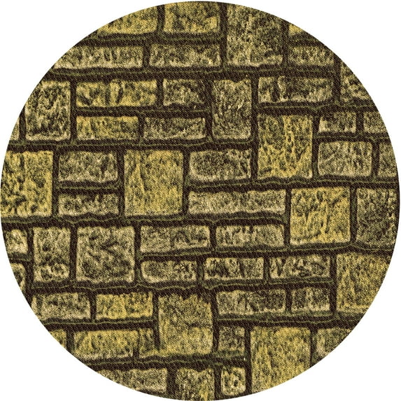 Ahgly Company Machine Washable Indoor Round Transitional Caramel Brown Area Rugs, 6' Round