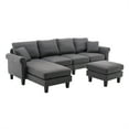 thumbnail image 3 of 108 Inch Accent Sectional Sofa with Ottoman, U-Shaped Modern Living Room Sofa Set with Rolled Arm and Padded Backrest, Polyester Upholstered Sofa Couch for Living Room,Dark Gray, 3 of 7