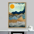 thumbnail image 4 of IDEA4WALL Framed Canvas Print Wall Art Orange Sun Over Blue Graphite Mountains Abstract Wilderness Illustrations Modern Art Rustic Multicolor Cool for Living Room, Bedroom, Office - 16"x24" Natural, 4 of 15