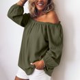 thumbnail image 5 of jowamay Off The Shoulder Shirts for Women Ruffle Summer Flowy Cotton Linen Blouses Loose Fit Fashion Tops for Travel, 5 of 8