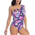 thumbnail image 3 of Goofa Skull rainbow mushroom colorful Pattern Women's One Piece Swimsuits Tummy Control Bathing Suits Asymmetric One Shoulder Swimwear-XX-Large, 3 of 6