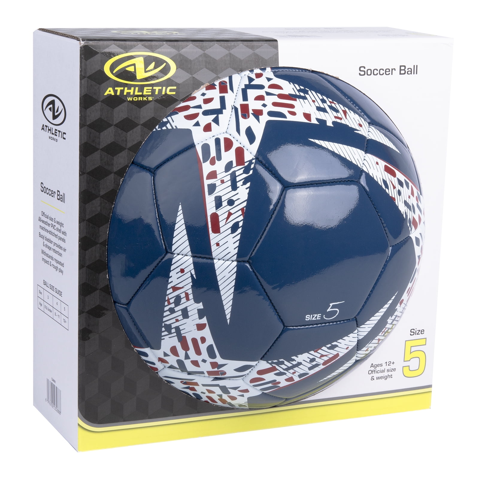 (4 pack) Athletic Works Size 5 Red, White & Blue Soccer Ball