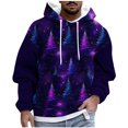 thumbnail image 2 of Sudadera con capucha para hombre, estilo casual, con cuello redondo, estampado de árbol de Navidad, manga larga, blusa de poliéster, 2 of 5