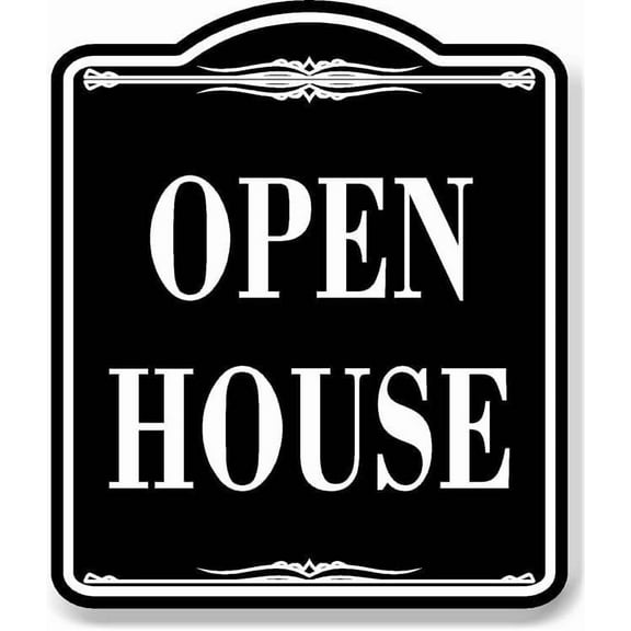 Open House BLACK Aluminum Composite Sign, 8.5"x10"