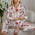 thumbnail image 6 of Honeii Cartoon Santa and Reindeer Print Women's Pajama Sets Long Sleeve Button Down Sleepwear Nightwear Soft Pjs Lounge Sets 2PCS-Medium, 6 of 7