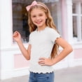 thumbnail image 6 of UngA Girls Ruffle Trim Shirts Kids Short Sleeve Ruffle Crew T Shirts Toddler Fashion Casual Workout Solid Pullover Tops (White,7-8 Years), 6 of 6