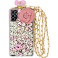 thumbnail image 1 of Handmade Bling Pink Flower Bottle Case Samsung S23 Ultra, iPhone 13, 1 of 3