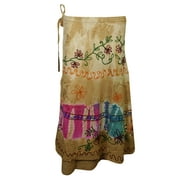 Mogul Womens Floral Embroidered Wrap Skirt Boho Style Rayon Gypsy Skirts