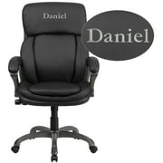 Flash Furniture Personalized High Back Black LeatherSoft Executive Swivel Ergonomic Office Chair with Lumbar Support Knob with Arms