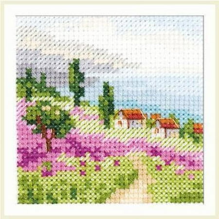 UPC: 4610009346151 | Counted Cross-Stitch Kit Lavender at the Sea 0-200 by Alisa Needlework Green Flowers Nature
