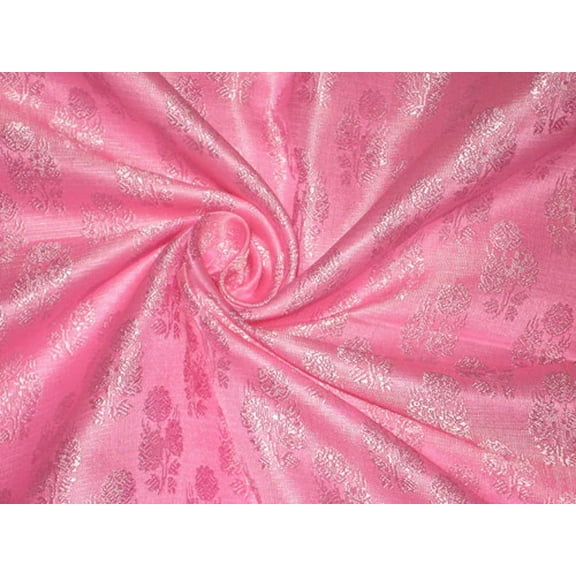 Silk Brocade Fabric Pink on Pink color 44quot; BRO62[4]