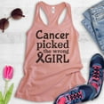 thumbnail image 2 of Cancer Picked The Wrong Girl Tank Top, Ladies Racerback, Cancer Support Cancer Awareness Fight Cancer Tank, Desert Pink, Medium, 2 of 3