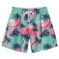 thumbnail image 2 of SGFCWSX Boys Swim Trunks with Pockets Elastic Waist Quick Dry Hawaiian Graphic Summer Beach Shorts for Teens Pink Size 13-14 Years, 2 of 6